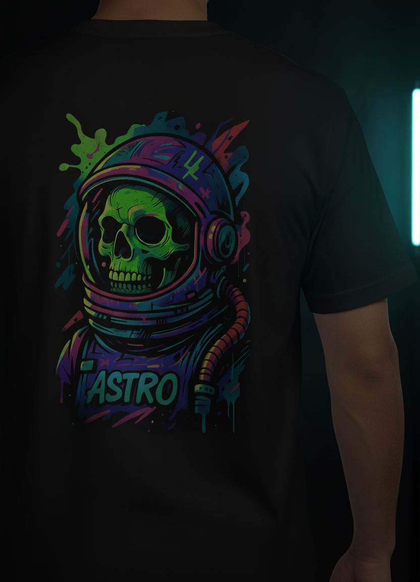 Astro Skull | Black | Unisex Terry Oversized Tee