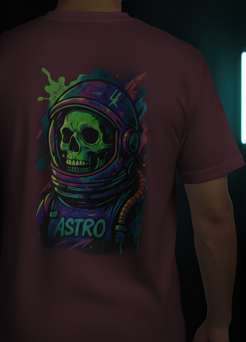 Astro Skull | Maroon | Unisex Terry Oversized Tee