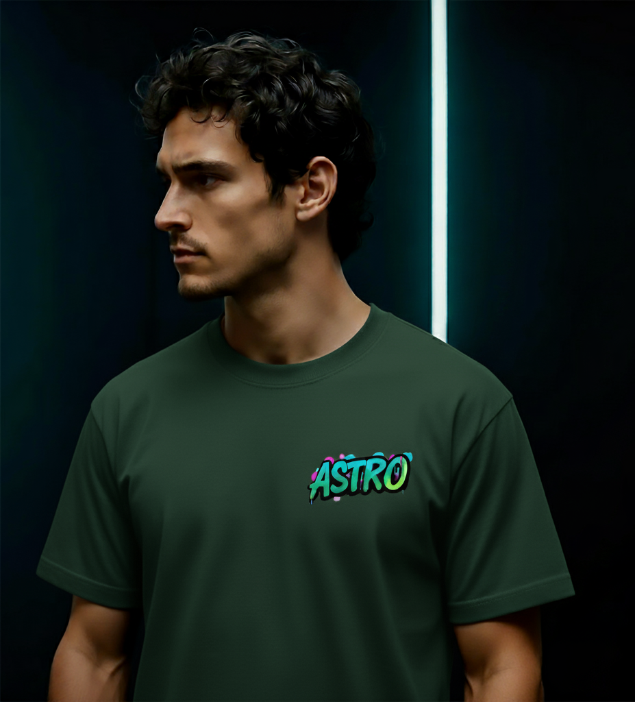 Astro Skull | Bottle Green | Unisex Terry Oversized Tee