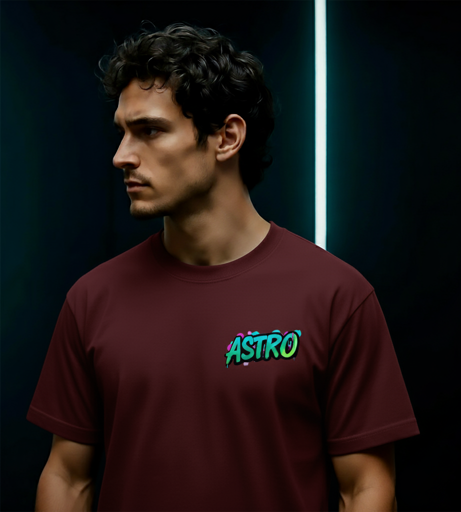 Astro Skull | Maroon | Unisex Terry Oversized Tee