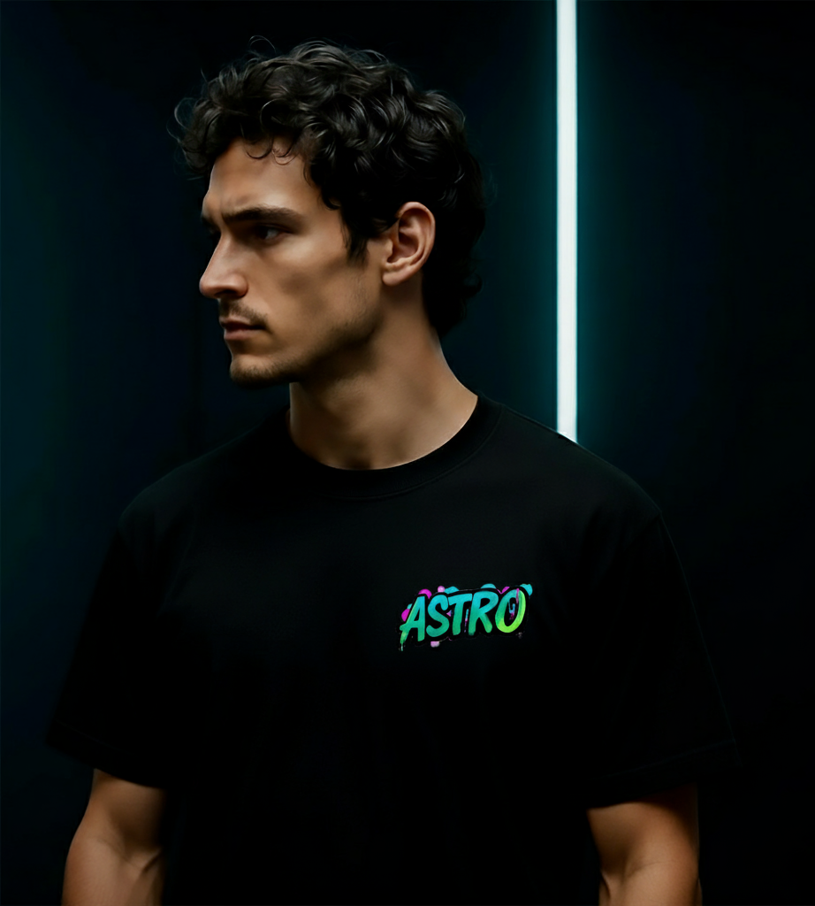 Astro Skull | Black | Unisex Terry Oversized Tee