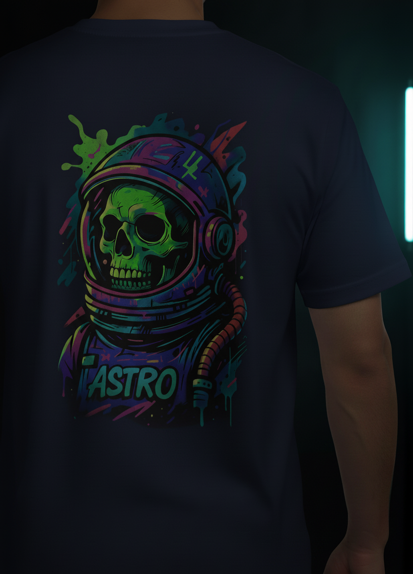 Astro Skull | Navy Blue | Unisex Terry Oversized Tee