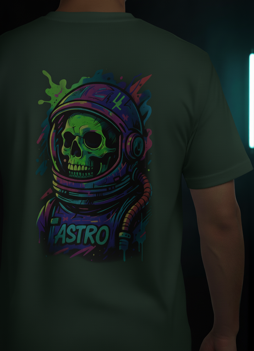 Astro Skull | Bottle Green | Unisex Terry Oversized Tee