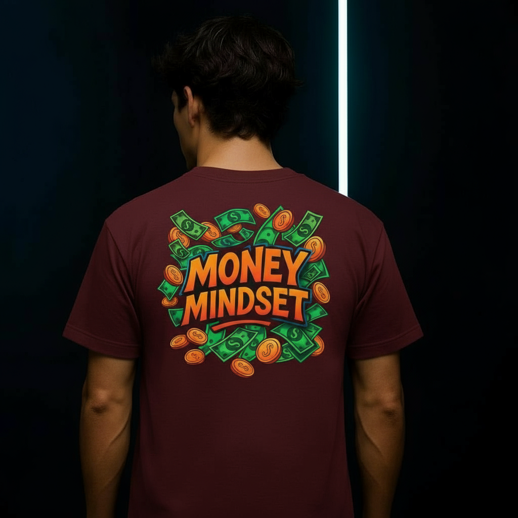 Money Mindset | Maroon | Unisex Terry Oversized Tee