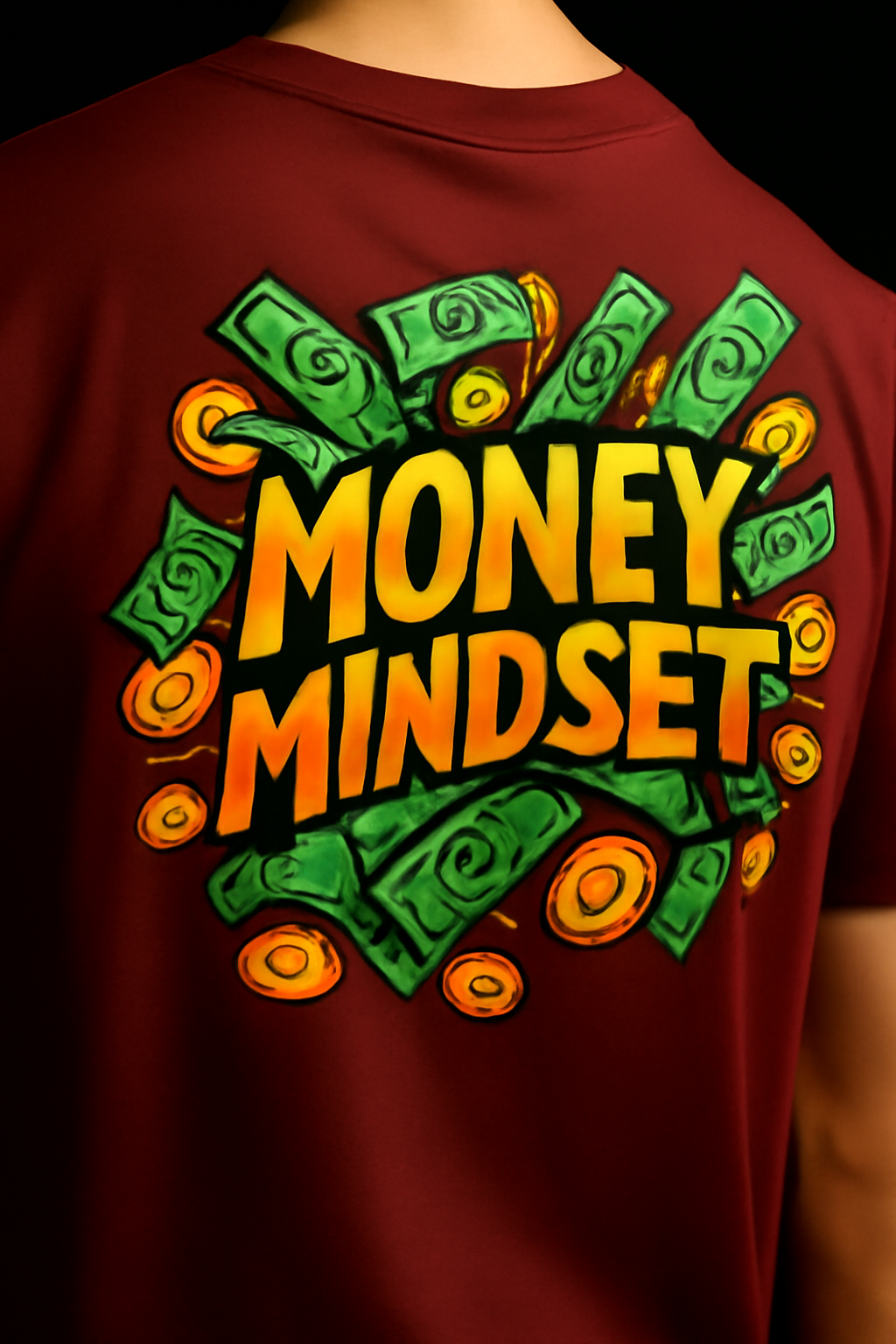 Money Mindset | Maroon | Unisex Terry Oversized Tee