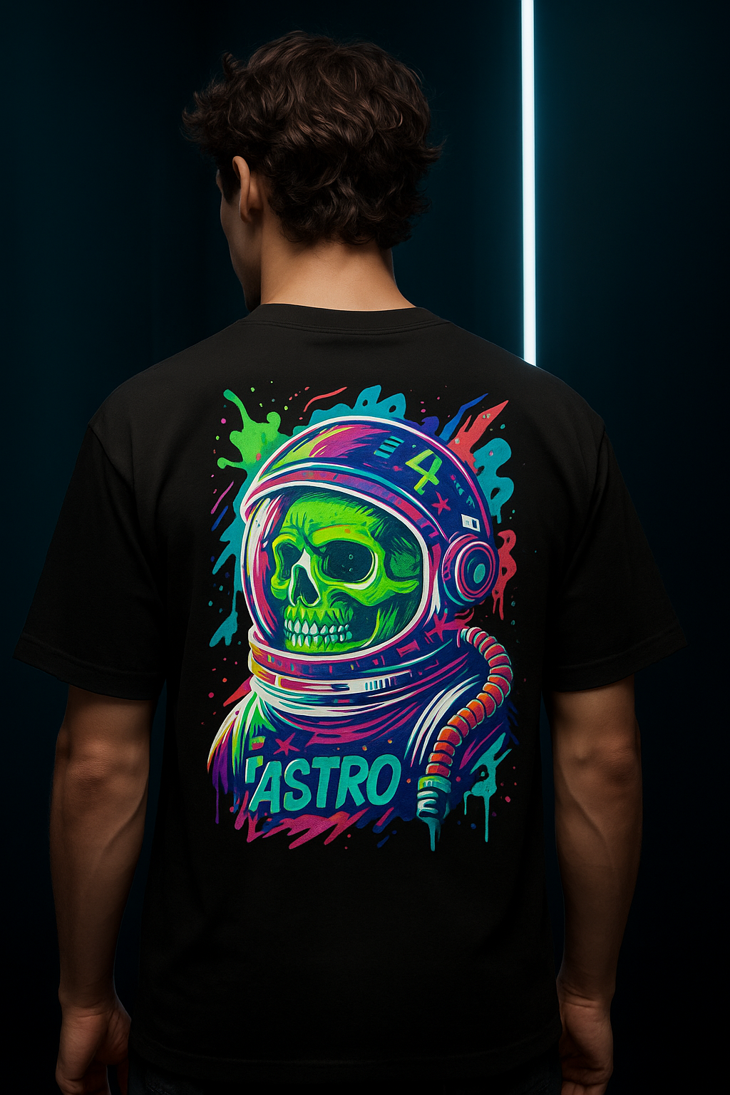 Astro Skull | Black | Unisex Terry Oversized Tee
