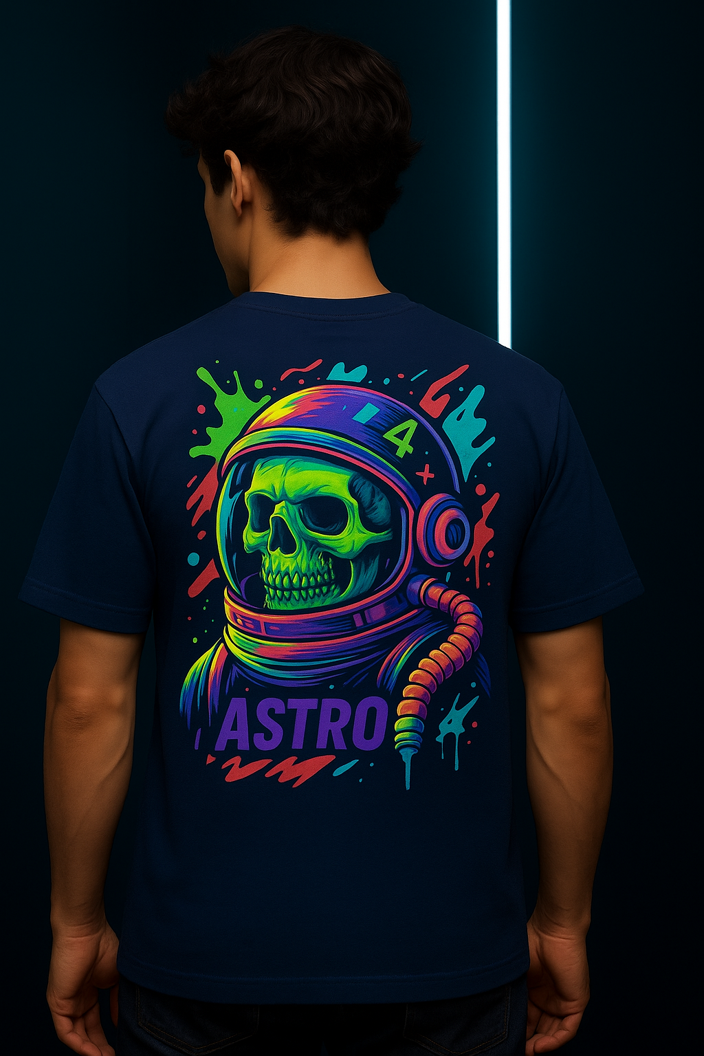 Astro Skull | Navy Blue | Unisex Terry Oversized Tee