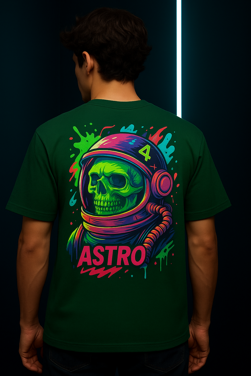 Astro Skull | Bottle Green | Unisex Terry Oversized Tee