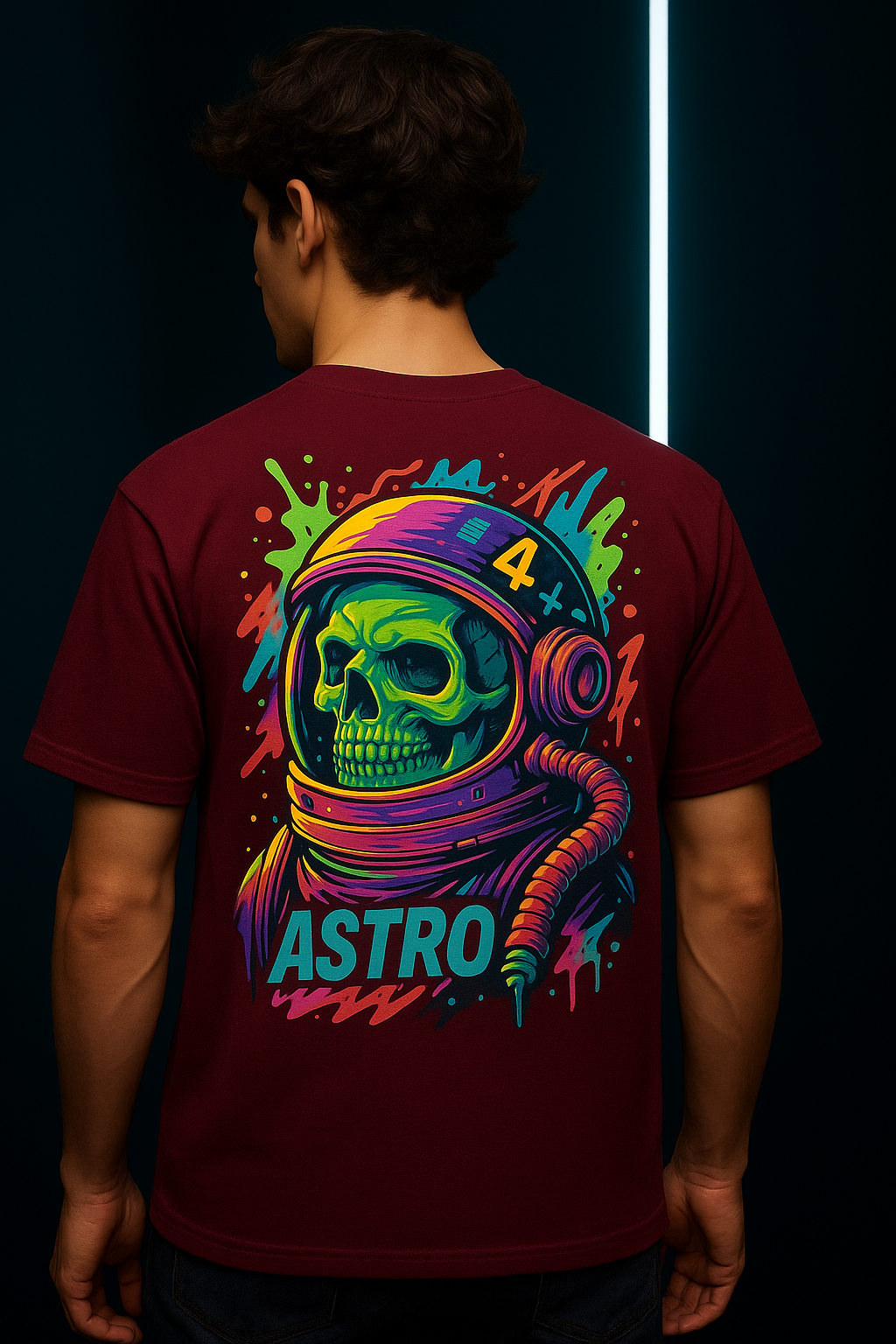 Astro Skull | Maroon | Unisex Terry Oversized Tee